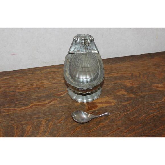 Vintage Corbell and Company Silverplate Peacock Sugar Bowl and Spoon - Picture 2 of 6